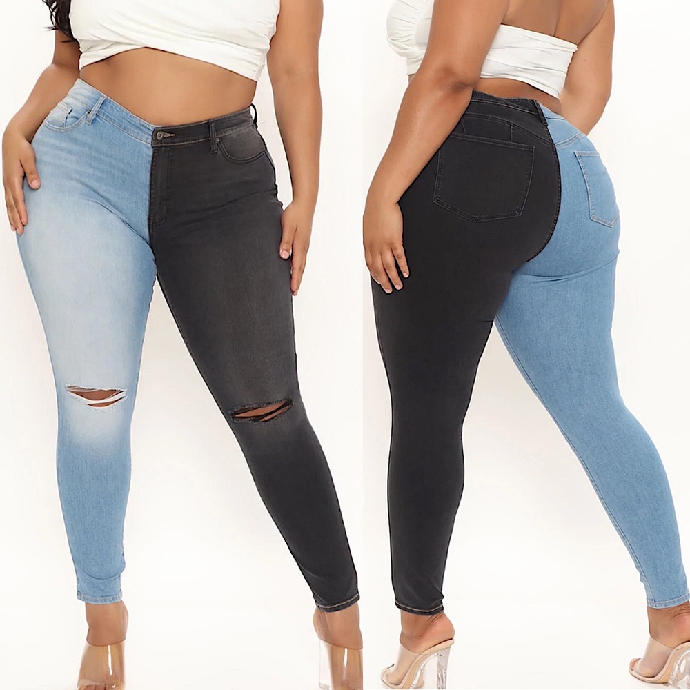 Two Tone Sculpting Skinny Jeans - 18